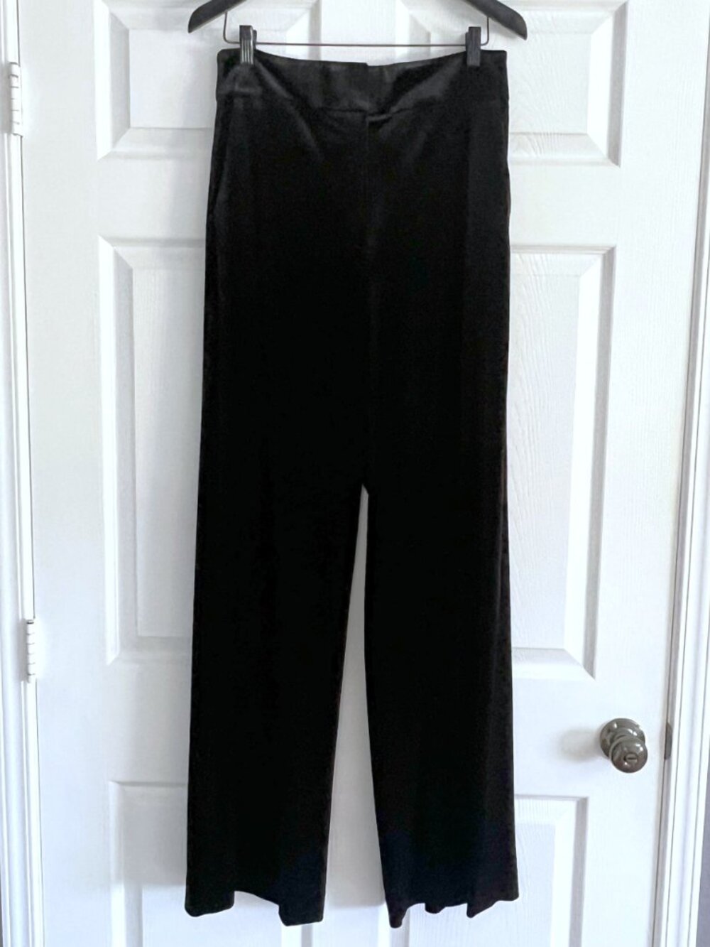 Calvin Klein Whitney pant black velvet wide leg pants size 12 NWT